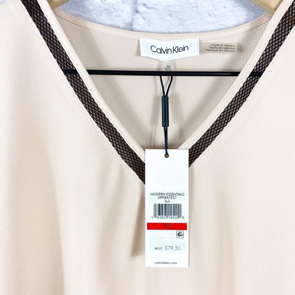 Calvin Klein NWT V-Neck Blush Pink Blouse - Picture 5 of 7